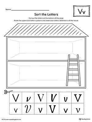 Sort the Uppercase and Lowercase Letter V Worksheet