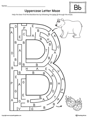 Uppercase Letter B Maze Worksheet | MyTeachingStation.com