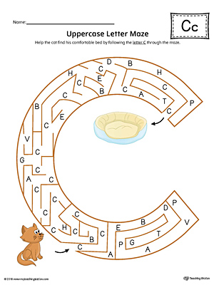 The Uppercase Letter C Maze in Color is an excellent worksheet for your preschooler or kindergartener to practice identifying the letters of the alphabet.