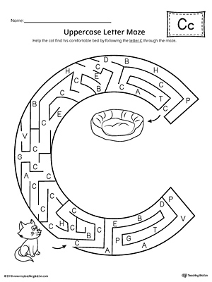 Uppercase Letter C Maze Worksheet