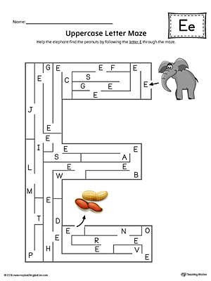 The Uppercase Letter E Maze in Color is an excellent worksheet for your preschooler or kindergartener to practice identifying the letters of the alphabet.