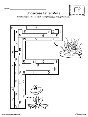 Uppercase Letter F Maze Worksheet