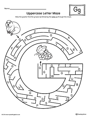 Uppercase Letter G Maze Worksheet