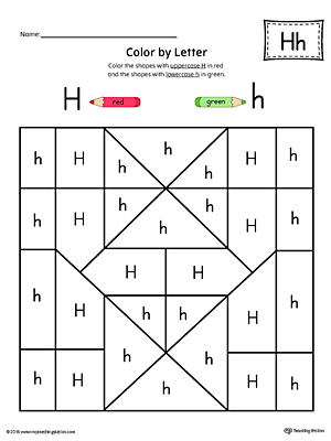 Lowercase Letter H Color-by-Letter Worksheet | MyTeachingStation.com