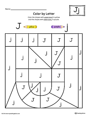 Uppercase Letter J Color-by-Letter Worksheet