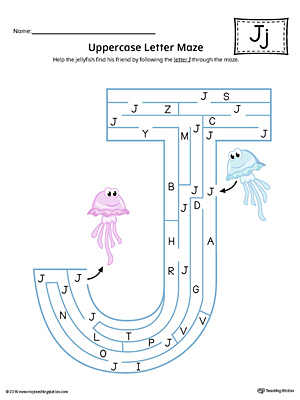 The Uppercase Letter J Maze in Color is an excellent worksheet for your preschooler or kindergartener to practice identifying the letters of the alphabet.