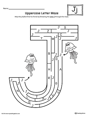 The Uppercase Letter J Maze is an excellent worksheet for your preschooler or kindergartener to practice identifying the letters of the alphabet.