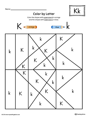 The Uppercase Letter K Color-by-Letter Worksheet will help your child identify the letters of the alphabet and discover colors and shapes.