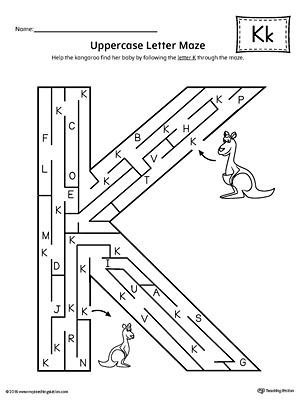 Uppercase Letter K Maze Worksheet