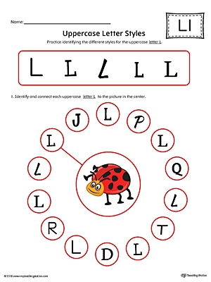 Uppercase Letter L Styles Worksheet (Color)