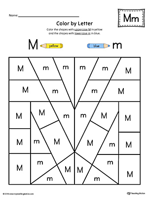 Uppercase Letter M Color-by-Letter Worksheet ...