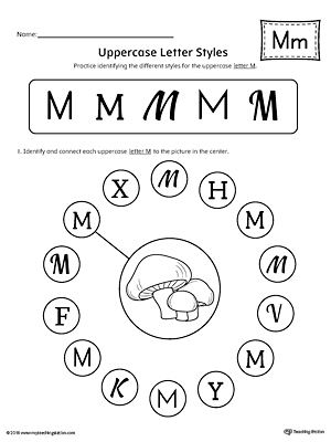 Uppercase Letter M Styles Worksheet