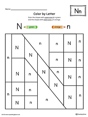 The Uppercase Letter N Color-by-Letter Worksheet will help your child identify the letters of the alphabet and discover colors and shapes.