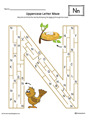 The Uppercase Letter N Maze in Color is an excellent worksheet for your preschooler or kindergartener to practice identifying the letters of the alphabet.