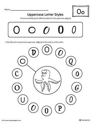 Uppercase Letter O Styles Worksheet