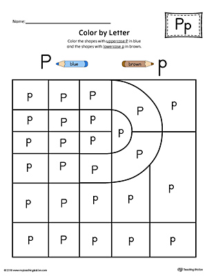 Uppercase Letter P Color-by-Letter Worksheet