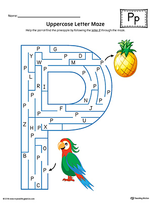 Uppercase Letter P Maze Worksheet (Color) | MyTeachingStation.com