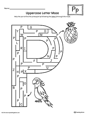 Uppercase Letter P Maze Worksheet