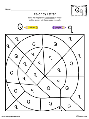 The Uppercase Letter Q Color-by-Letter Worksheet will help your child identify the letters of the alphabet and discover colors and shapes.