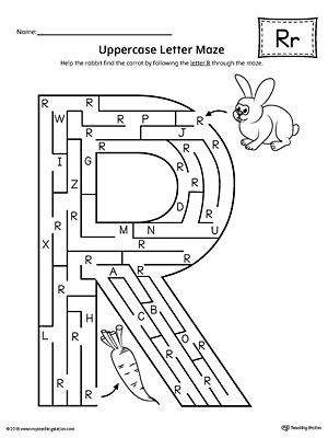 Uppercase Letter R Maze Worksheet