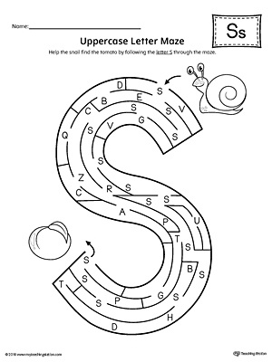 Uppercase Letter S Maze Worksheet