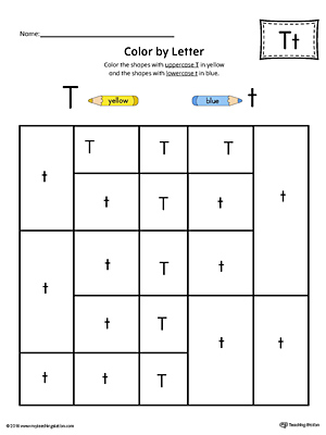 Uppercase Letter T Color-by-Letter Worksheet