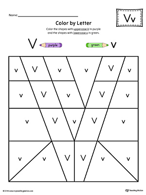 Uppercase Letter V Color-by-Letter Worksheet