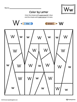 Uppercase Letter W Color-by-Letter Worksheet