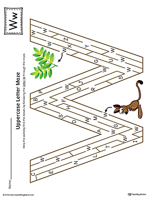 The Uppercase Letter W Maze in Color is an excellent worksheet for your preschooler or kindergartener to practice identifying the letters of the alphabet.