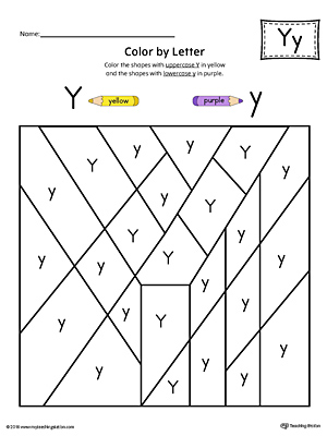 The Uppercase Letter Y Color-by-Letter Worksheet will help your child identify the letters of the alphabet and discover colors and shapes.