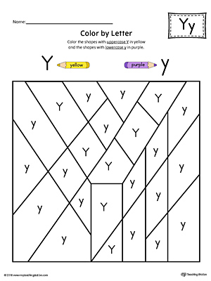 Uppercase Letter Y Color-by-Letter Worksheet