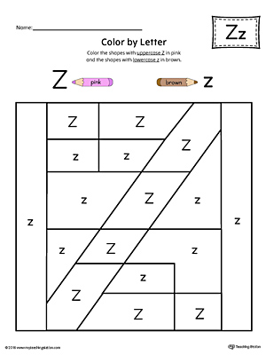 The Uppercase Letter Z Color-by-Letter Worksheet will help your child identify the letters of the alphabet and discover colors and shapes.