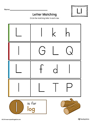 Use the Letter L Uppercase and Lowercase Matching Printable Worksheet to help your preschooler to match upper to lowercase letters.