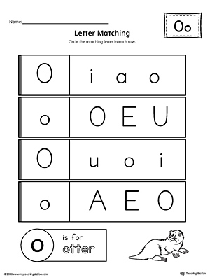 Letter O Uppercase and Lowercase Matching Worksheet
