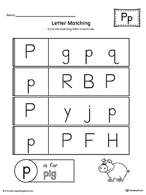 Use the Uppercase and Lowercase Letter P Matching Worksheet to help your preschooler to match upper to lowercase letters.