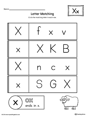 letter x uppercase and lowercase matching worksheet myteachingstationcom