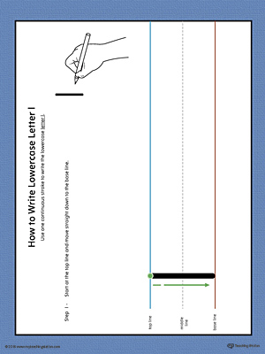 How to Write Lowercase Letter L Printable Poster (Color)