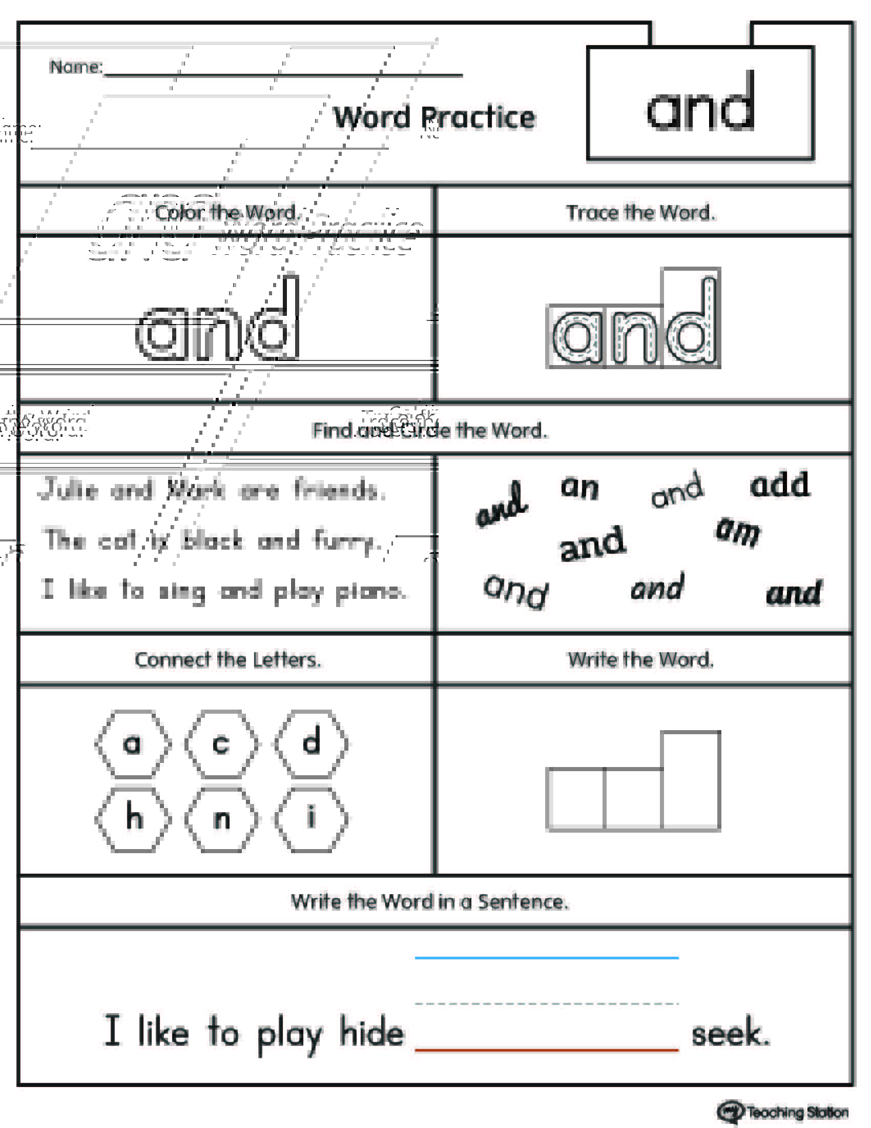 High Frequency Words Printable Worksheets Myteachingstation Com