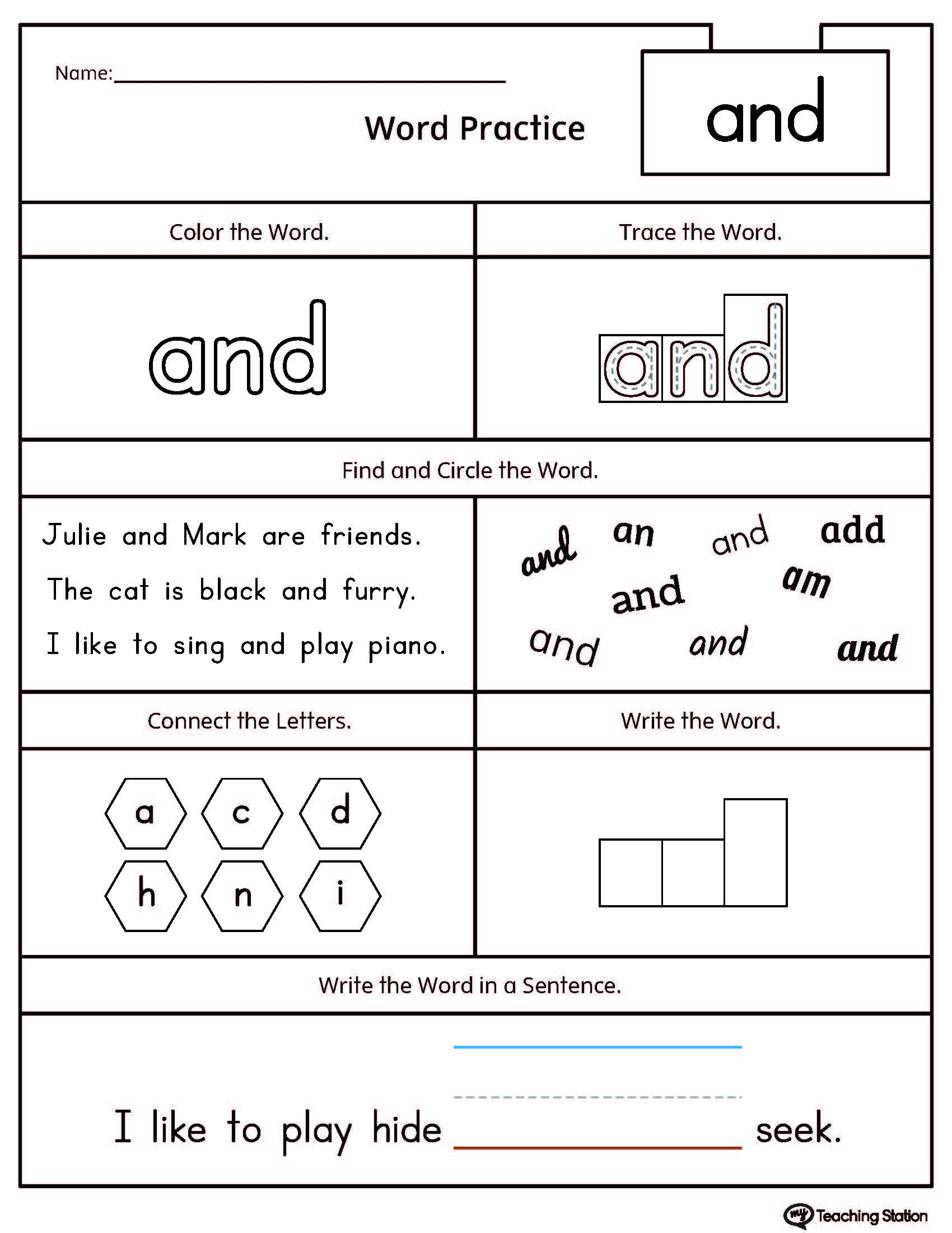 High Frequency Words Printable Worksheets ...