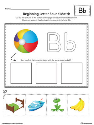 FREE* Say and Trace: Letter B Beginning Sound Words Worksheet