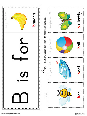 Letter B Beginning Sound Flipbook Printable (Color)