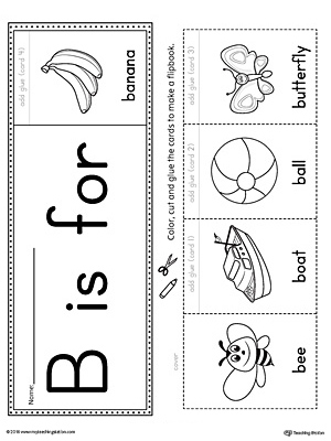 Logical printable worksheet alphabet beginning sounds flip book in black and white.Letter B. Trace words for pictures. butterfly, ball, banana, boat 25338581 Vector Art at Vecteezy