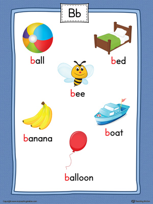 say and trace letter b beginning sound words in color