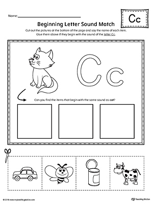 Letter C Beginning Sound Picture Match Worksheet