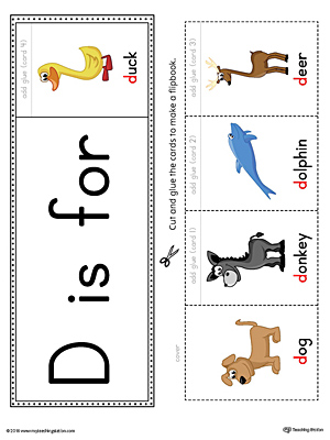 Letter D Beginning Sound Flipbook Printable (Color)