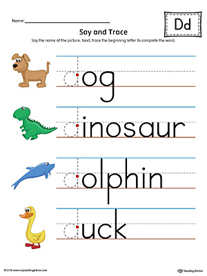 say and trace letter d beginning sound words worksheet color myteachingstation com