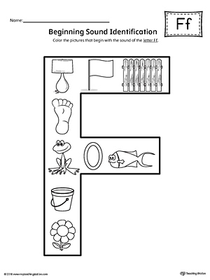 Letter F Beginning Sound Color Pictures Worksheet