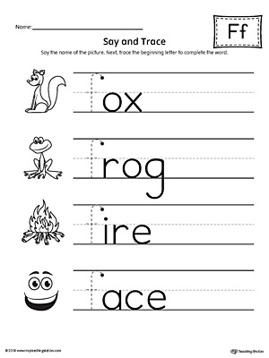 Say And Trace Letter F Beginning Sound Words Worksheet