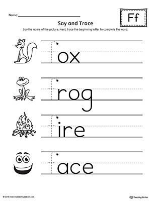 Use the Say and Trace: Letter F Beginning Sound Words Worksheet to help your preschooler practice recognizing the beginning sound of the letter F and tracing the letter.