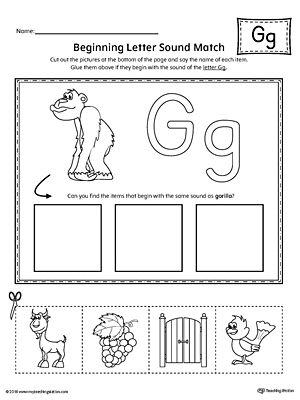 letter g beginning sound picture match worksheet myteachingstationcom